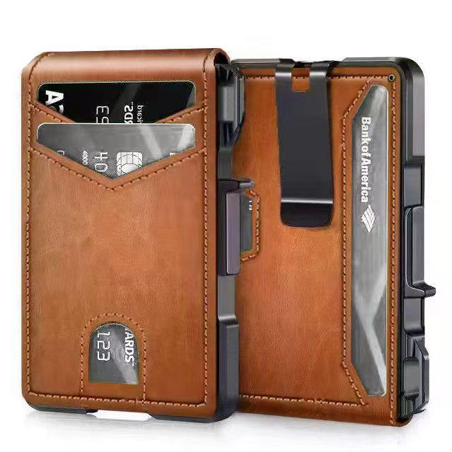 Amazon Foreign Trade Pop-Up Wallet European and American Wholesale Carbon Fiber Card Holder Foldableing Wallet Rfid Shielding Wallet
