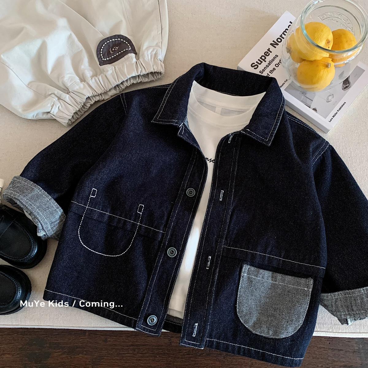 Muye Autumn Children's Denim Jacket Boys' Stylish Shirt Jacket Huzhou Zili Children's Clothing Baby Casual Cardigan