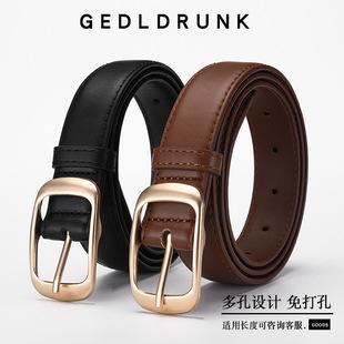 Women's Alloy Belt for Jeans, Casual Black Women's Belt for Waist, Women's Leather Belt to Match Jeans