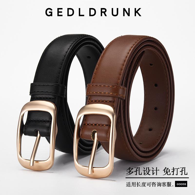 Women's Alloy Belt for Jeans, Casual Black Women's Belt for Waist, Women's Leather Belt to Match Jeans
