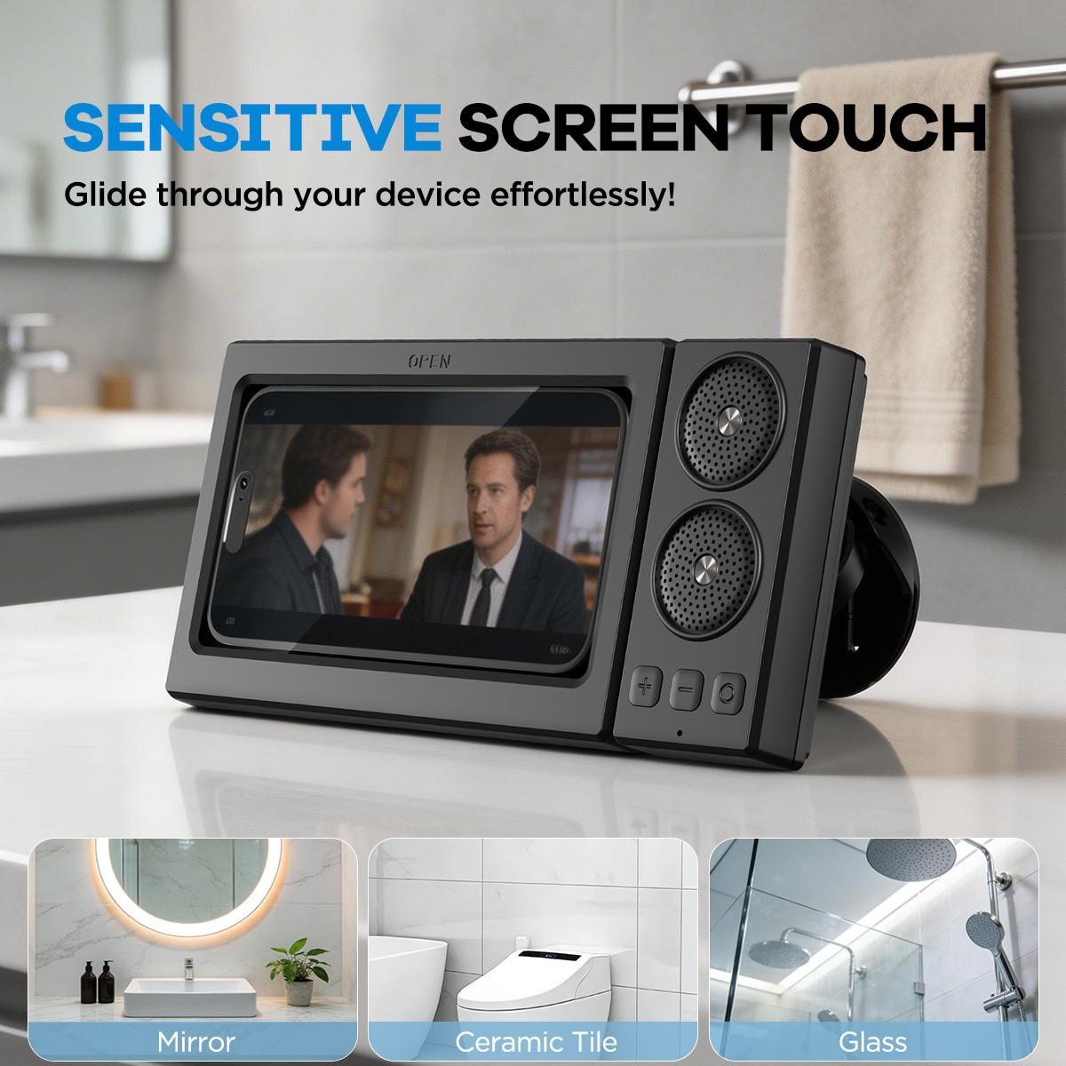Waterproof touch-sensitive speaker stand for the bathroom, a gadget for binge-watching shows while bathing, portable Bluetooth speaker for binge-watching
