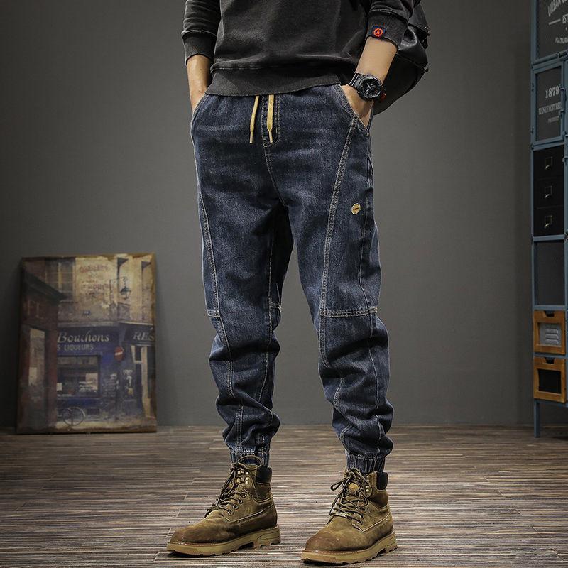 Spring and Autumn Men's Jeans Trendy Loose Harem Leg Casual Fashion Workwear Long Pants Men's Plus Size Fatty
