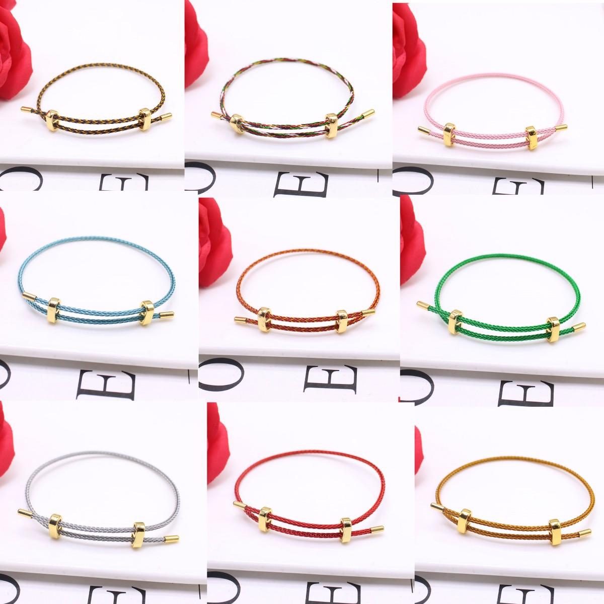 Vacuum Electroplating 2mm Steel Wire Rope Adjustable Bracelet DIY Beaded 3D Hard Gold Bracelet Fashion Hand Wholesale Stylish