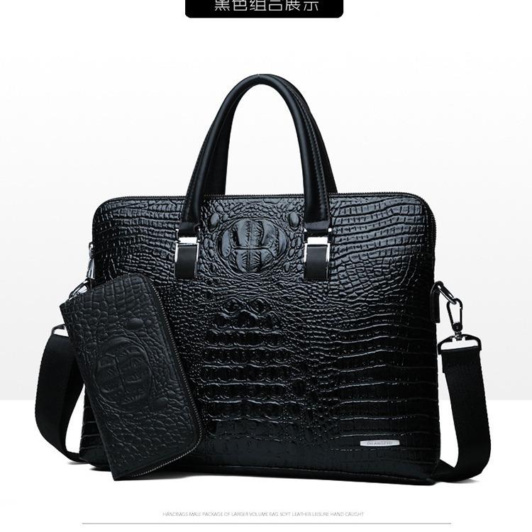 Men's Business Briefcase Large Capacity Double Zipper Wear-resistant Handbag Multi-layer Crossbody Fashionable high quality Shoulder Bag