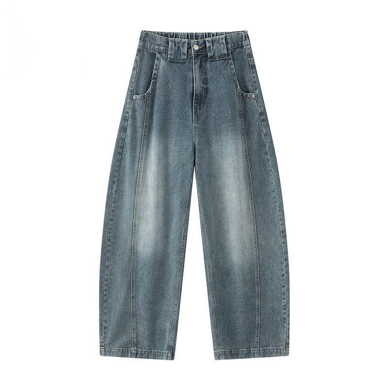 Men's New American-Style Trendy Brand Scimitar Jeans, Autumn Wide-Leg Versatile Casual Drapey Straight Pants