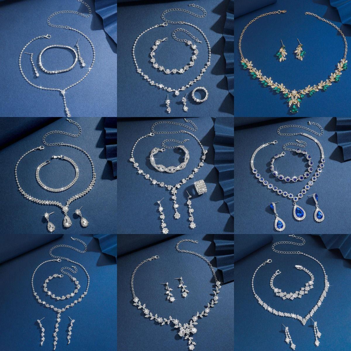 Jewelry Set, High-End Three-Piece Bridal Set, Chain Accessories, Necklace, Earrings, Bracelet, Fashionable and Versatile Dress Accessories
