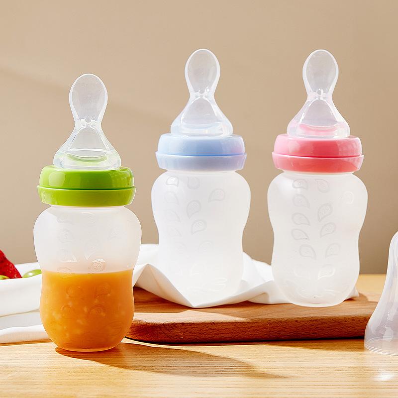 Newborn baby rice paste bottle wide diameter bottle rice paste bottle multi-use baby silicone food supplement spoon suit