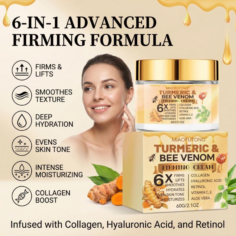 Turmeric Bee Venom Cream Facial Skin Care Moisturizing, Nourishing, Brightening Skin Tone, Improving Dullness, Lifting and Firming, in Stock, Cross-Border