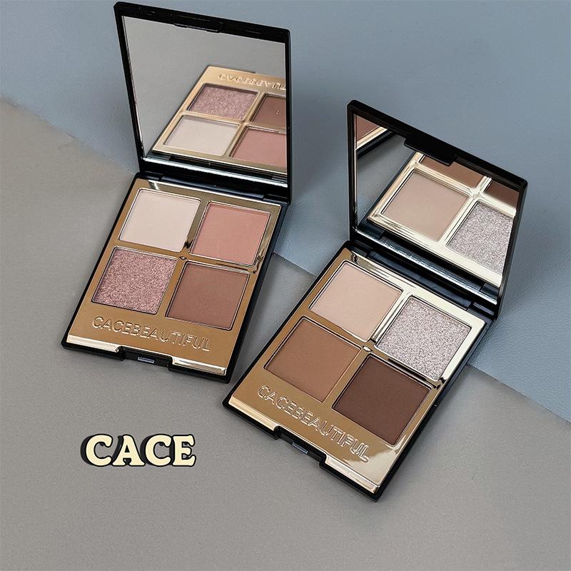 Cace Black Gold Four-Color Eye Shadow Earth Color Pearlescent Daily Four-Color Trendy Women's Makeup Portable Brown Dark Color