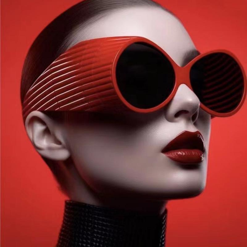 Oversized Frame Round Sunglasses 2023 New Fashion Catwalk Sunglasses Personalized Sunglasses Funny Exaggerated Street Photography