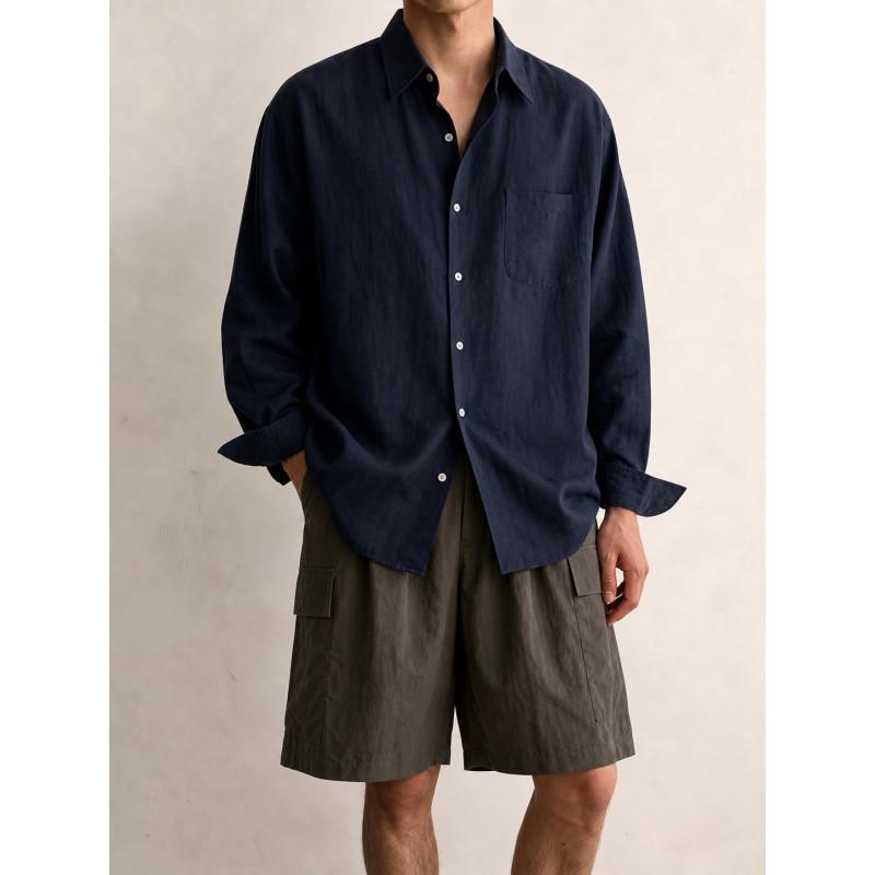 Old Money Style Relaxed Fit Cotton Linen Long Sleeve Shirt for Men, New Autumn Collection, High-End Linen Loose Casual Shirt Jacket