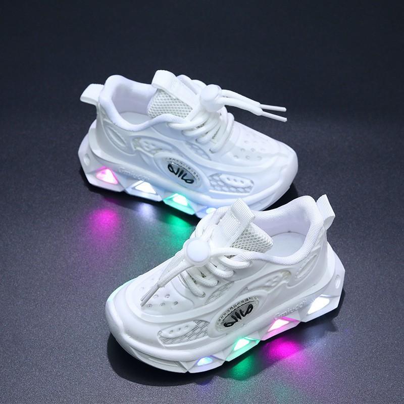 Autumn Children's Shoes with Light Boys Shoes Girls Baby Shoes with Light Shoes Children's Net Shoes Non-slip Soft Sole Flash Sports Casual Shoes