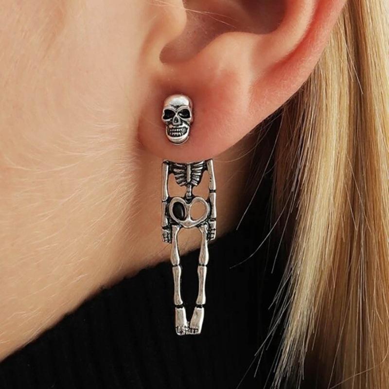 Halloween Skeleton Simulation Human Skeleton Removable Earrings Ghost Bride and Groom Couple Human Earrings