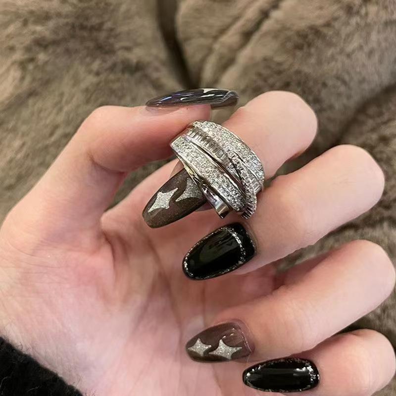 New Fashion Brand Zircon Winding Ring Women's All-match Niche High-end Sense Personalized Women's Light Luxury Adjustable Dieting Ring