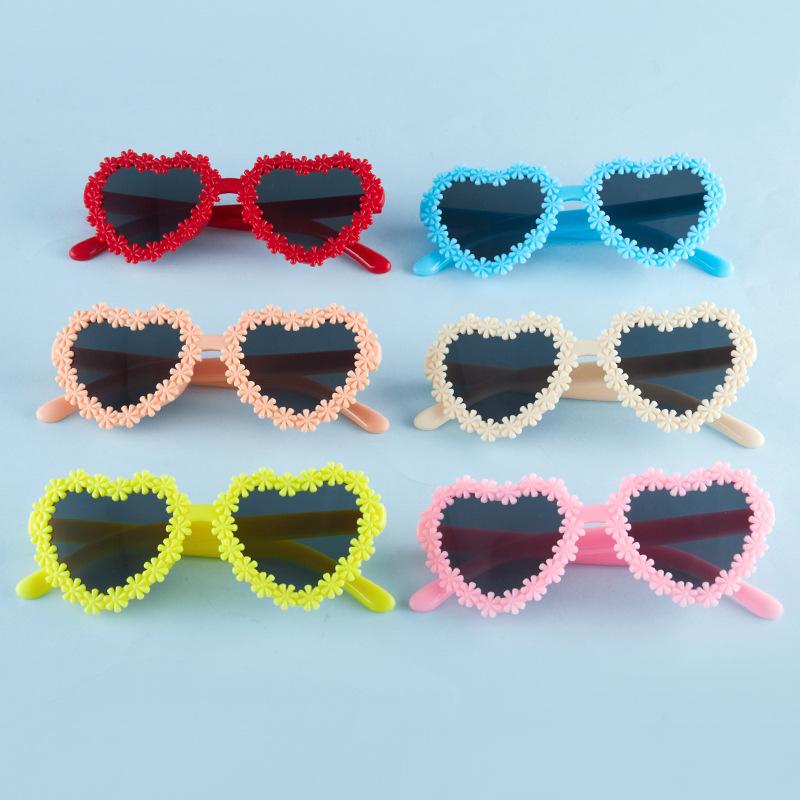 New children's love sunglasses fashion cute flower sunglasses cartoon fresh baby wear sunscreen glasses