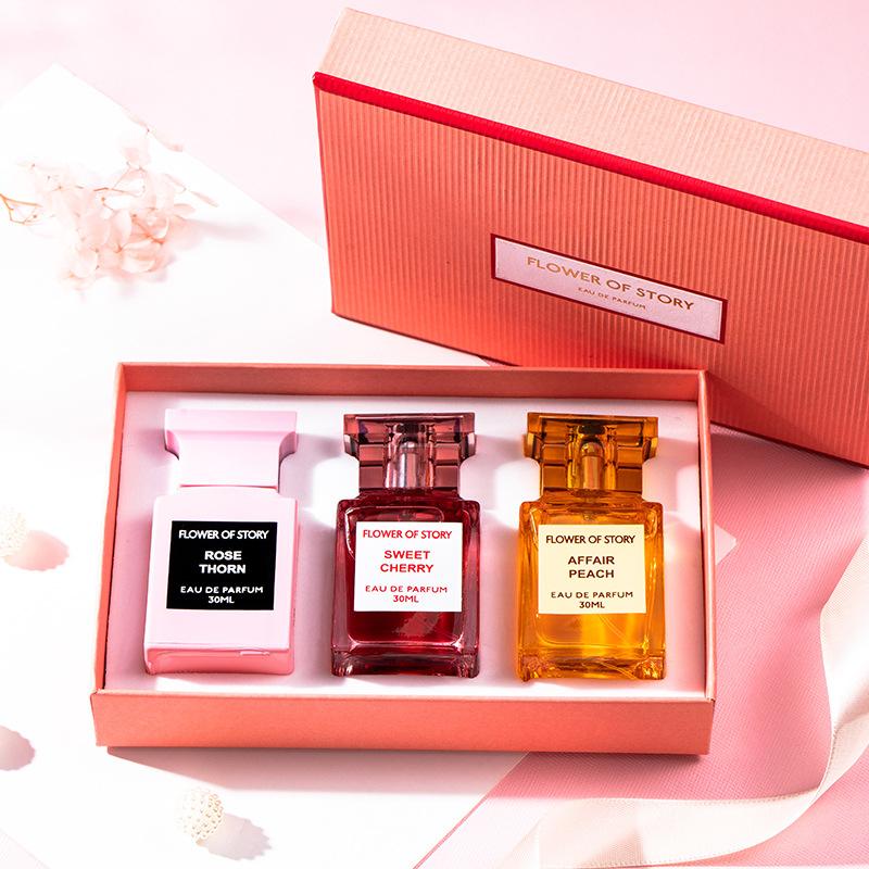 Amazon Explosions Perfume suit Women's Perfume Three-Piece Set Peach Cherry Rose perfume Set