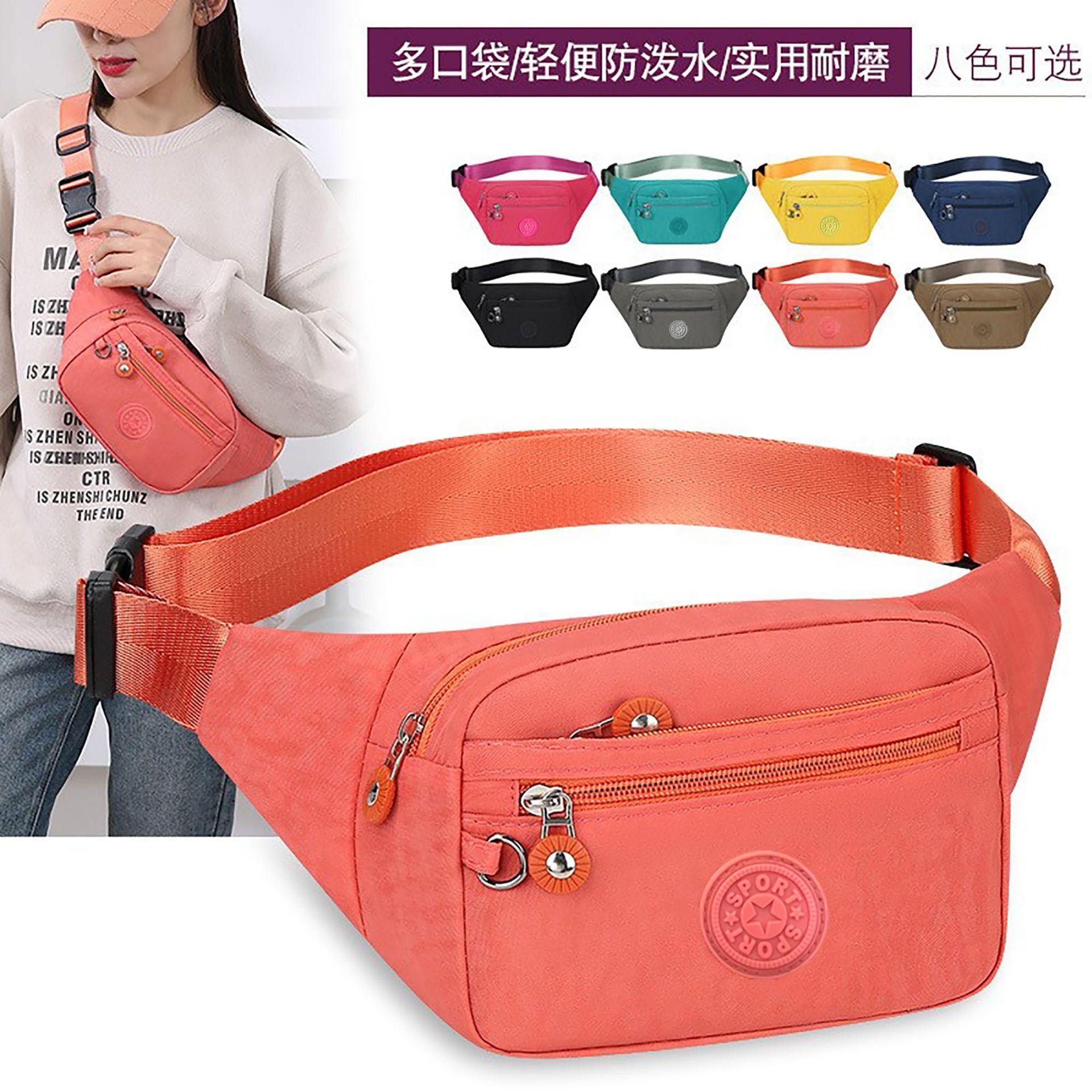 Macaron solid color casual fashion waist bag outdoor multi-functional large capacity crossbody chest bag portable mobile phone wallet