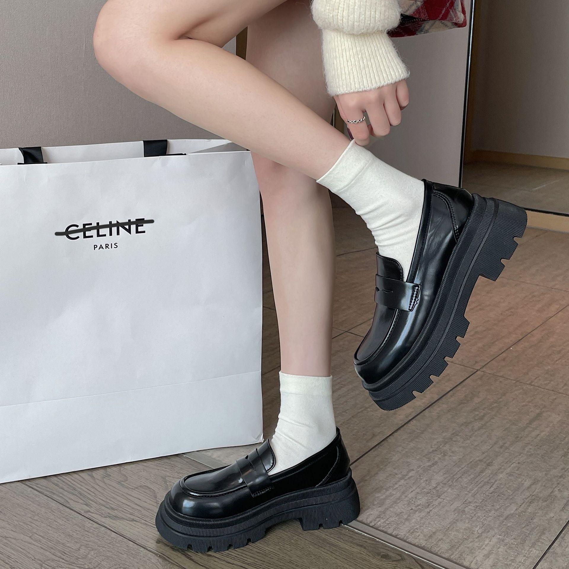 White Japanese Retro Leather Shoes for Women, 2026 Spring New Style, Thick-Soled Chunky Heel Mary Jane Shoes, French Jk Single Shoes