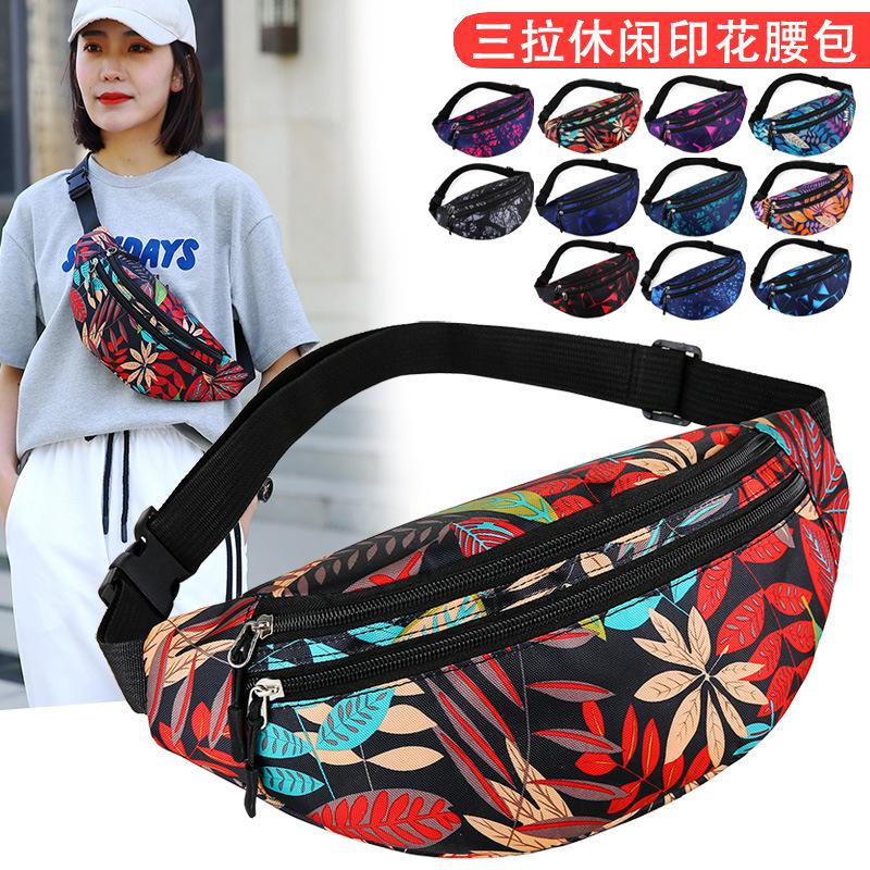 Large Capacity Casual Printed Waist Bag Middle-aged and Elderly Satchel Men's and Women's Simple Nylon Business Cash register Bag Women's Chest Bag