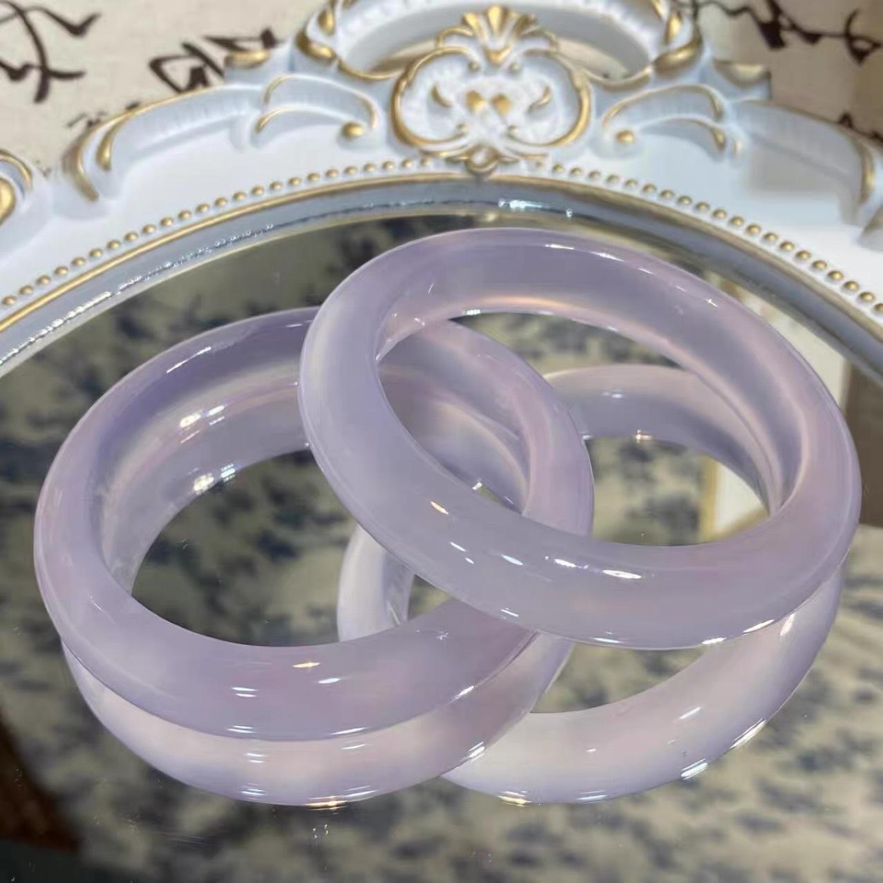 Certified High Ice Transparent Violet Bracelet Agate Replacement Women's Gradient Ice Light Purple Chalcedony Bracelet Cat's Eye Stone