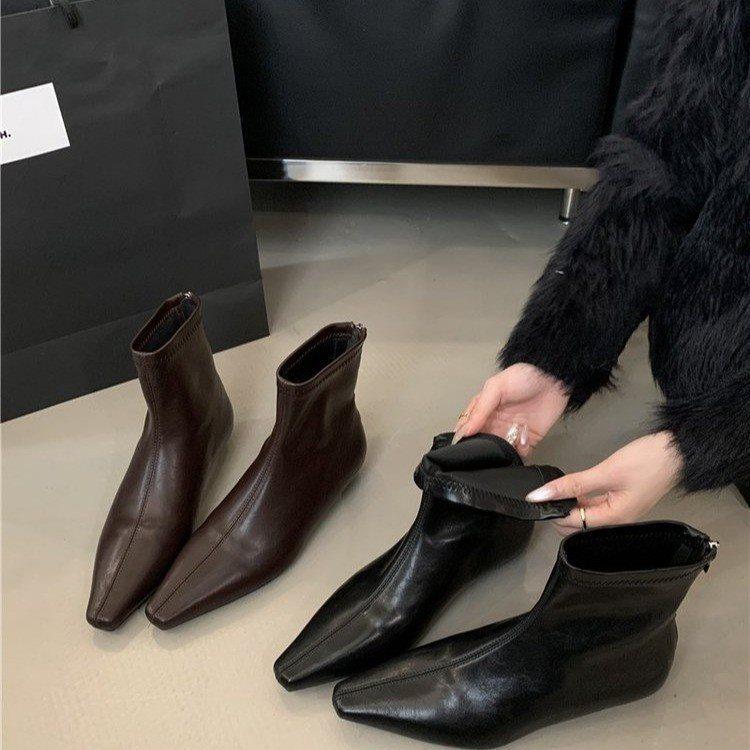 Slimming Square-Toe Short Boots for Women, Stylish New Elastic 2025 Fashion Versatile Martin Boots with Internal Height Increase