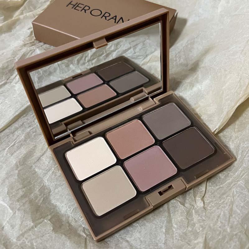 Herorange Six-Color Eye Shadow Comprehensive Palette, Blush, Contouring and Highlighter All-In-One Palette, Earth Color, Affordable Makeup for Students