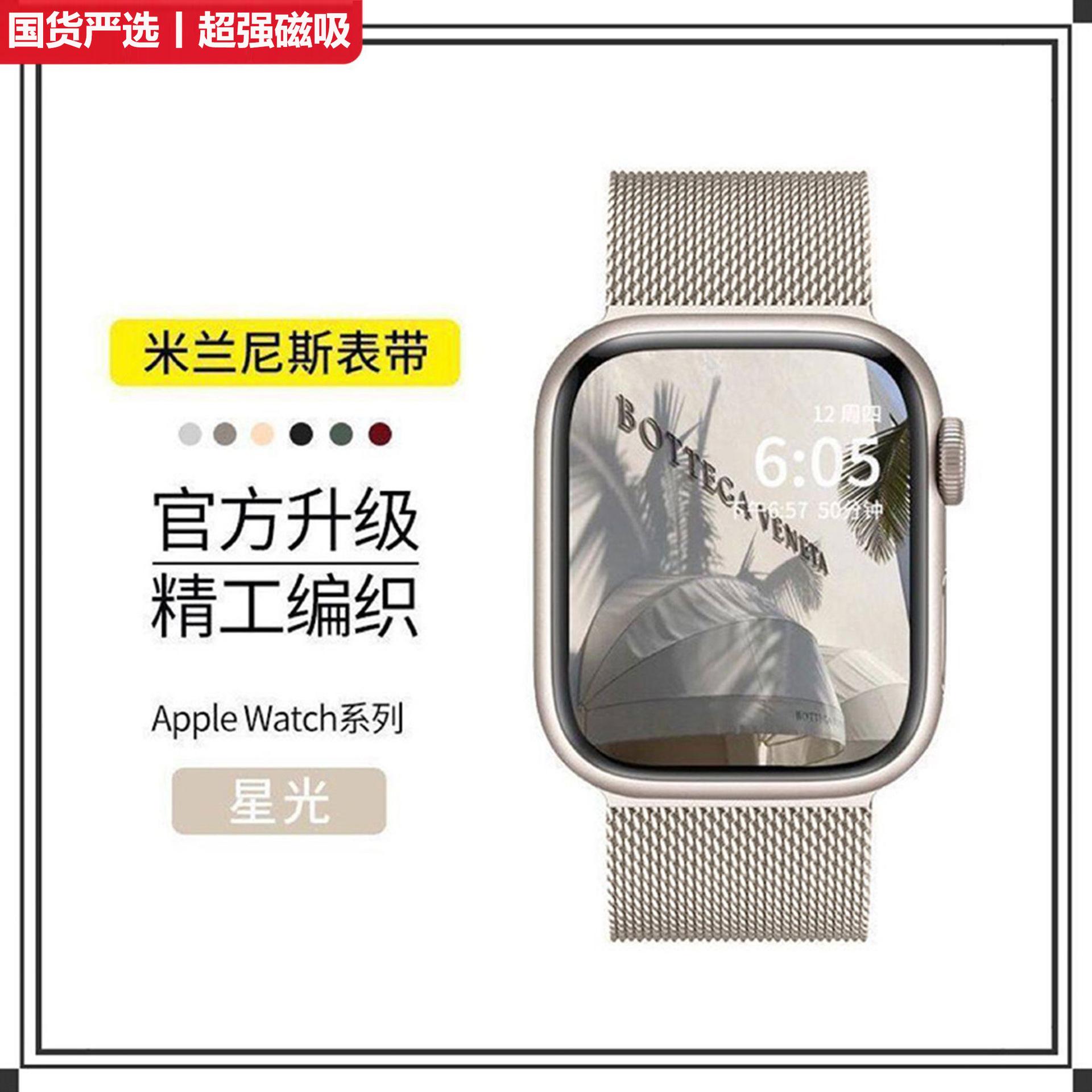Suitable for Apple S11/S10 watch steel strap Applewatch Milanese style S987 business style magnetic strap