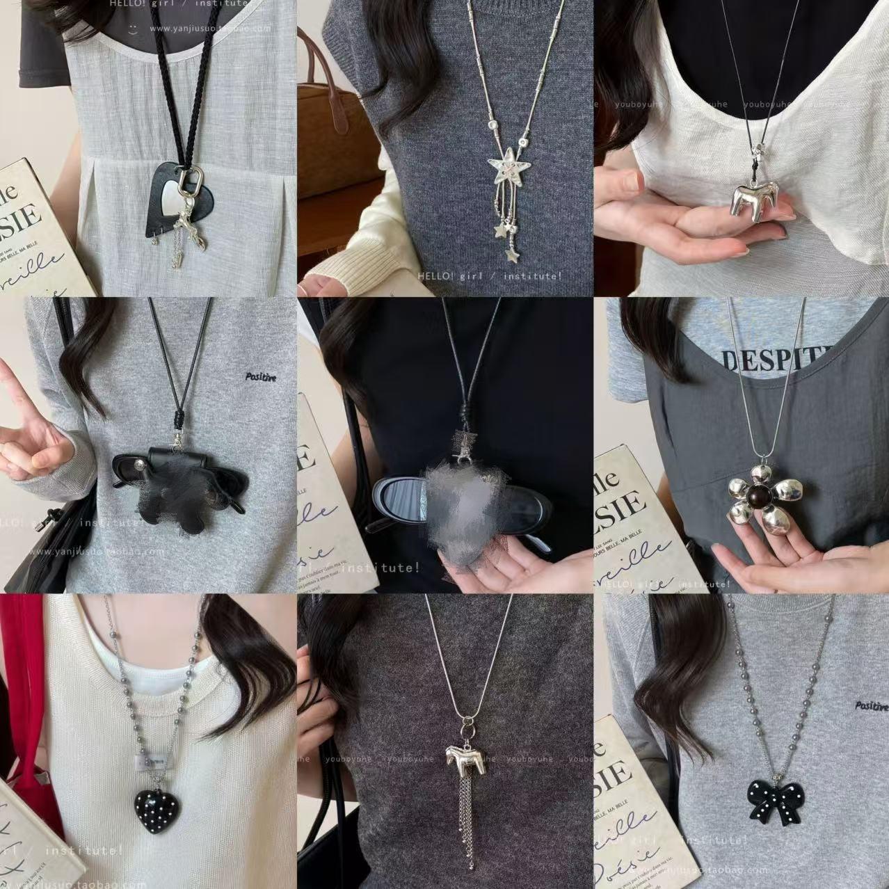 Korean Style Simple and Personalized Pony Pendant Necklace Niche Design Sense of Design Fashion Exquisite Retro Unique Necklace