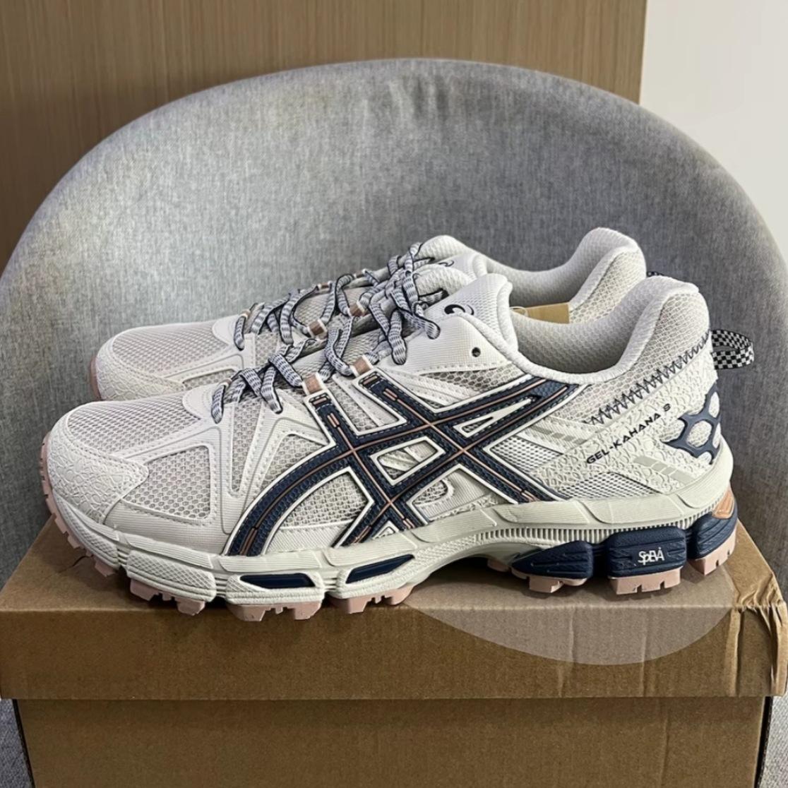 Putian Shoes Gel-Kahana 8 Sports Shoes Light Gray Unisex Retro Versatile Casual Shock-Absorbing Wear-Resistant Running Shoes