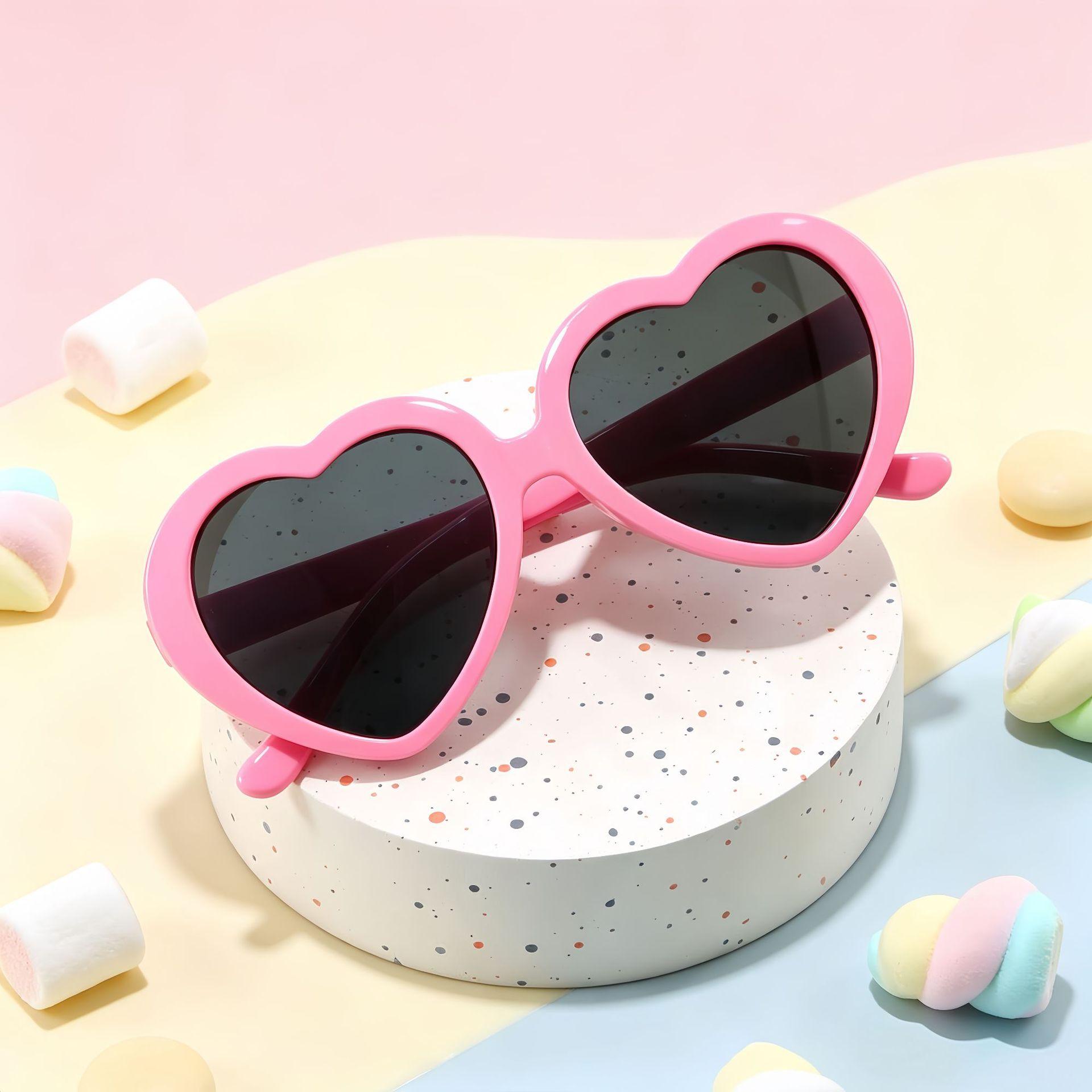 Children's heart-shaped glasses, peach heart sunglasses, photo shoot props, baby summer sunshades