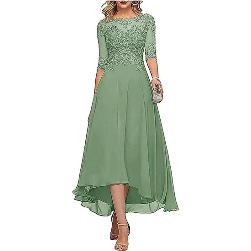 Amazon AliExpress dress, European and American style, chiffon lace, elegant mid-sleeve, available in multiple colors, plus size evening gown, ball gown