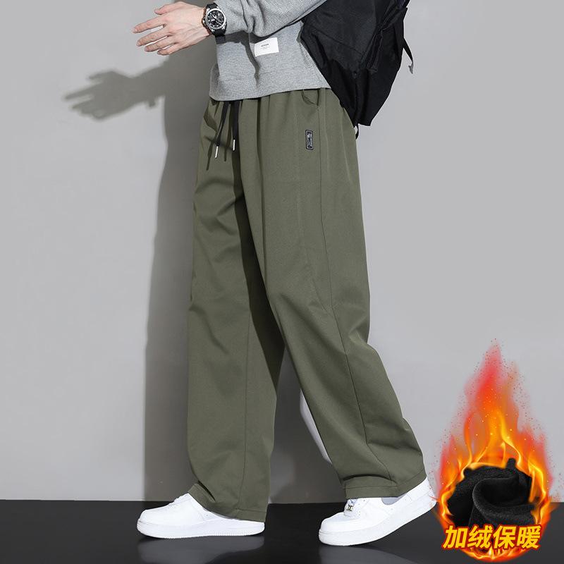Fleece-Lined Thick Pants for Men, Spring and Autumn 2025 New Straight-Leg Cargo Pants, Loose Autumn and Winter Casual Long Pants