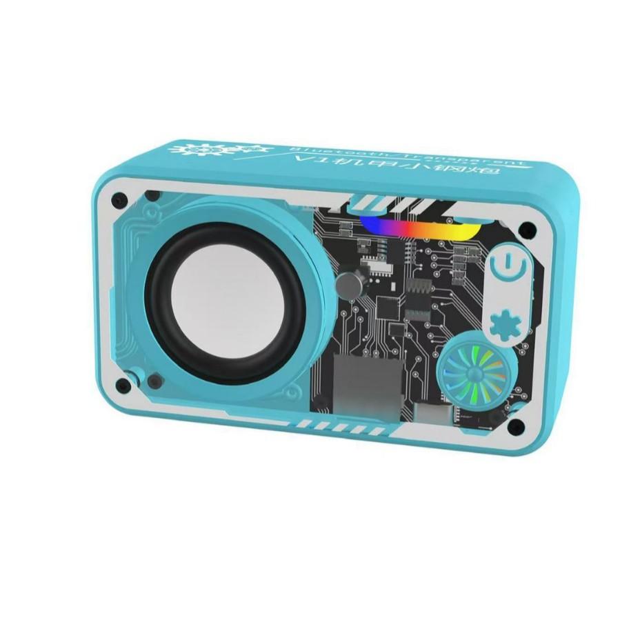 Cross-border transparent mecha-style plug-in wireless Bluetooth mini speaker, portable outdoor desktop speaker popular on social media