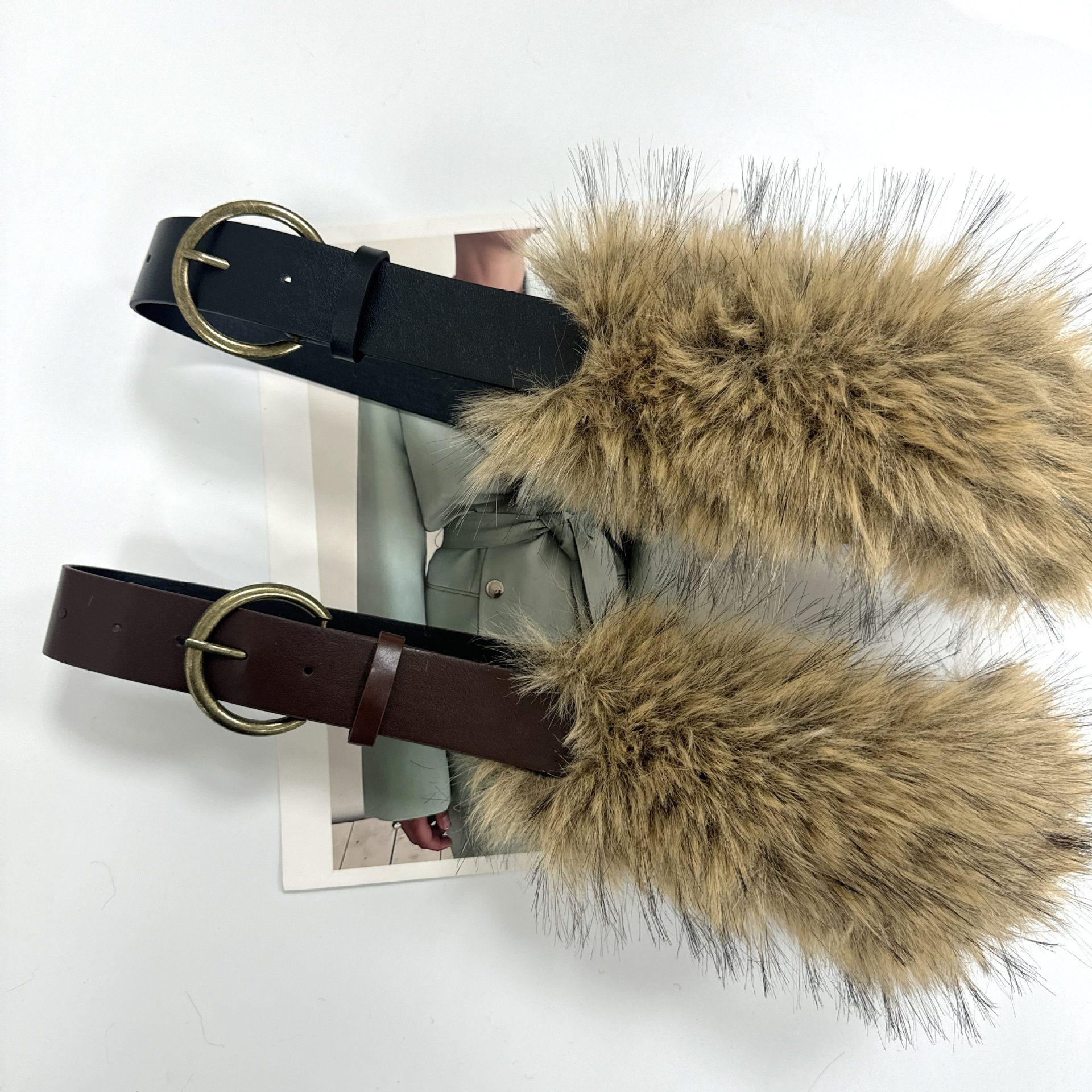 Furry Jazz Dance Belt Accessories for Women Y2K Punk Style Design Niche Plush Belt to Match Jeans