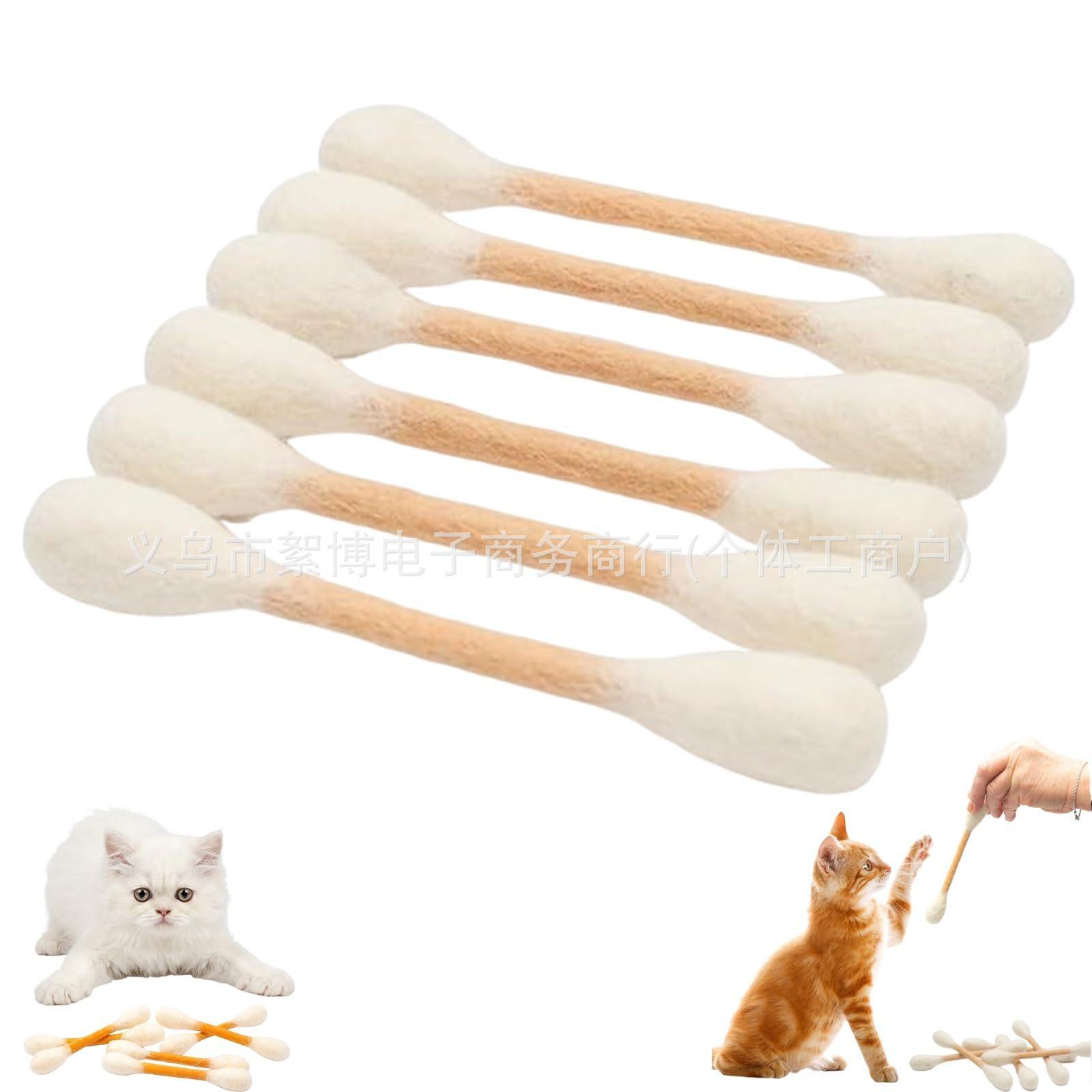 Catnip Cotton Swab-Shaped Cat Toys, 6-Pack, Indoor Boredom-Relief, Large Size, Kitten Teething Sticks, Durable Teeth Cleaning