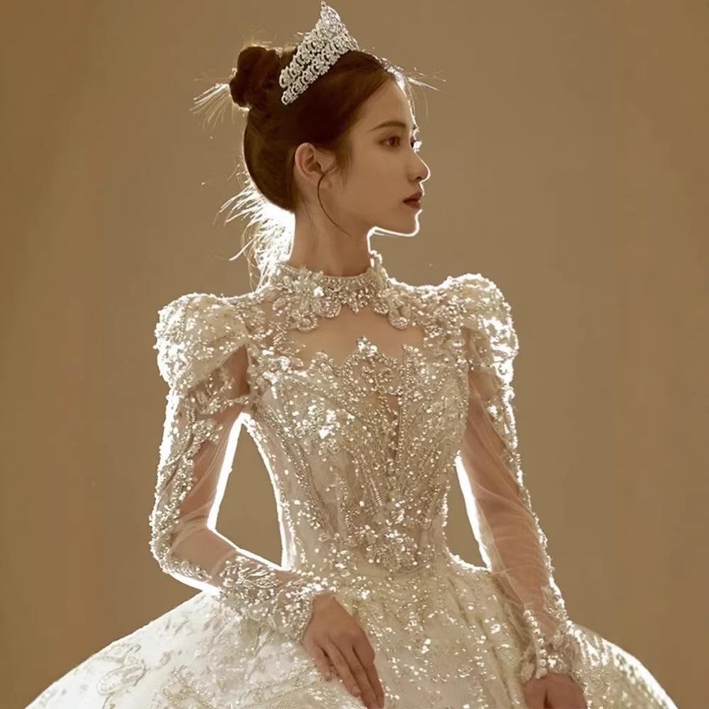 2026 New Model Bridal Gown for Women, French Vintage Style, High-End Texture, Long Train, Premium Main Wedding Dress, American Version