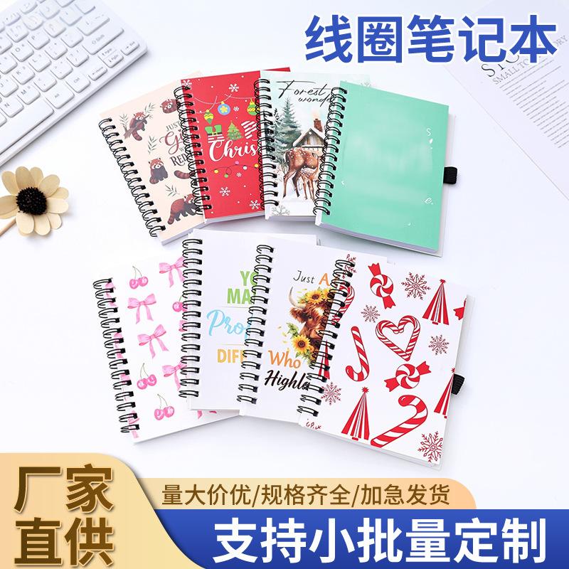 Cross-border A5 coil notebook, custom simple cartoon lined loose-leaf notepad, creative spiral coil notebook for students