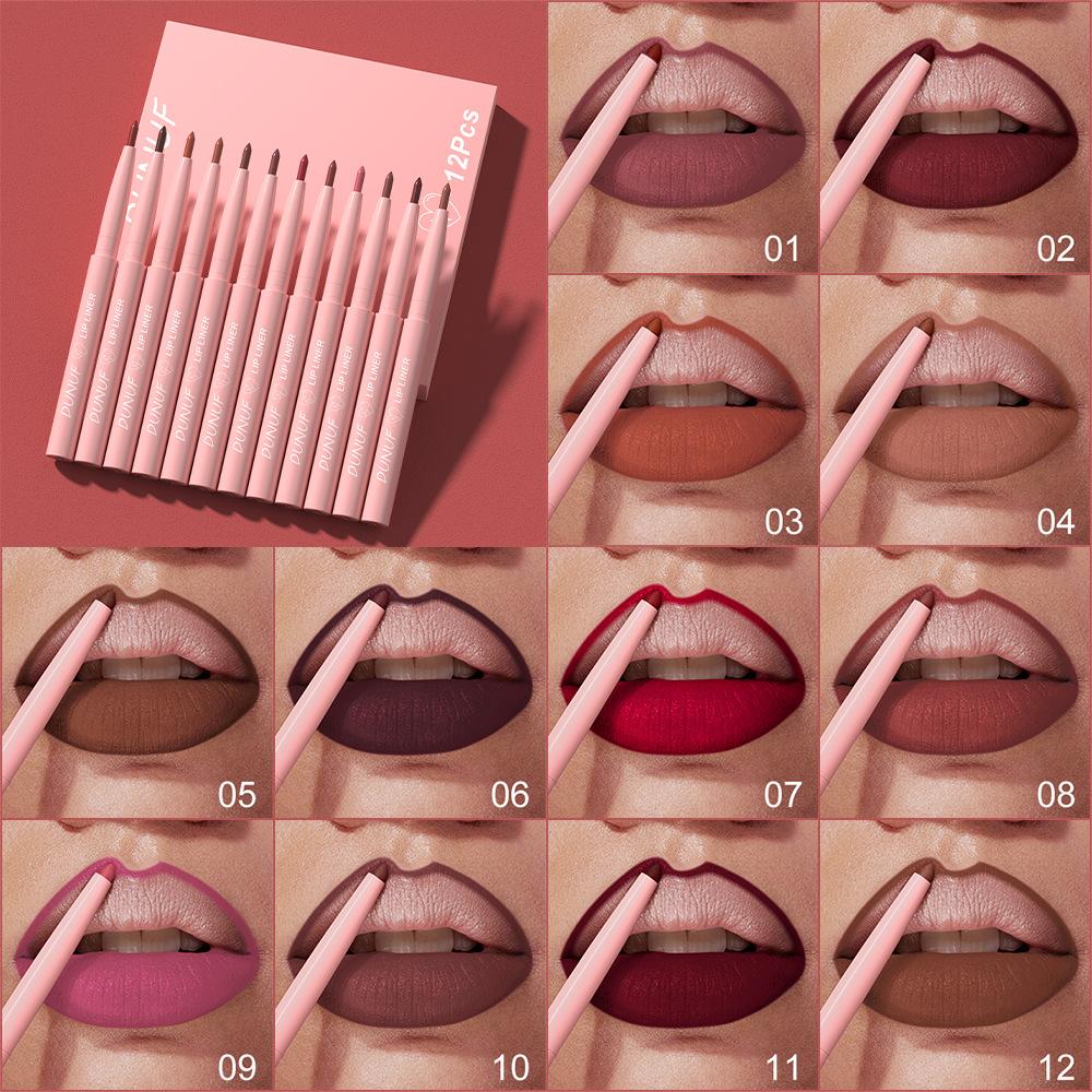 Dunuf 12-Pack Easy-To-Apply Velvet Matte Lip Liner Pens, Please Check! Link for Disclaimer