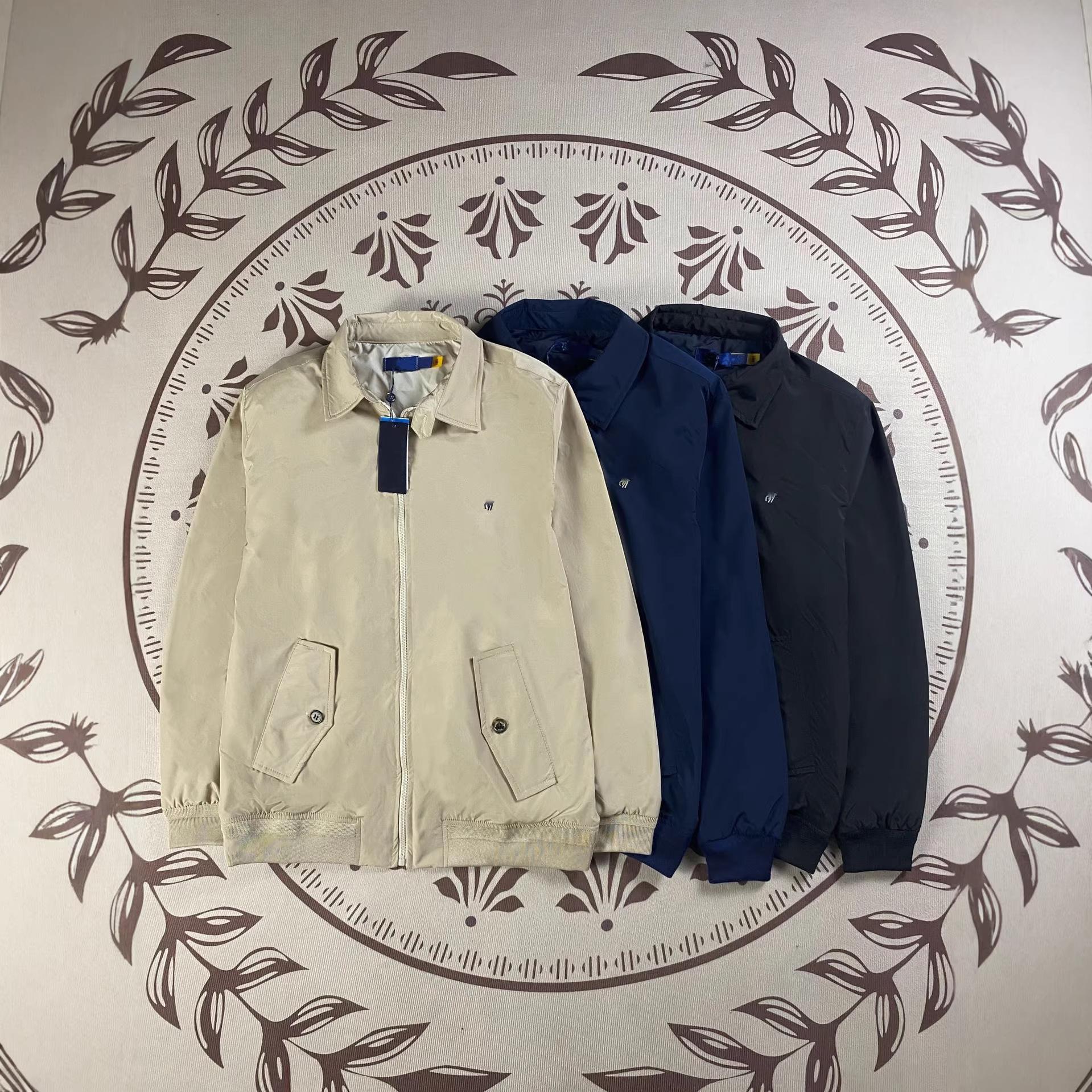 Rl Ralph Lauren Logo Autumn and Winter Retro Zipper Waterproof Couple's Embroidered Lapel Jacket for Women