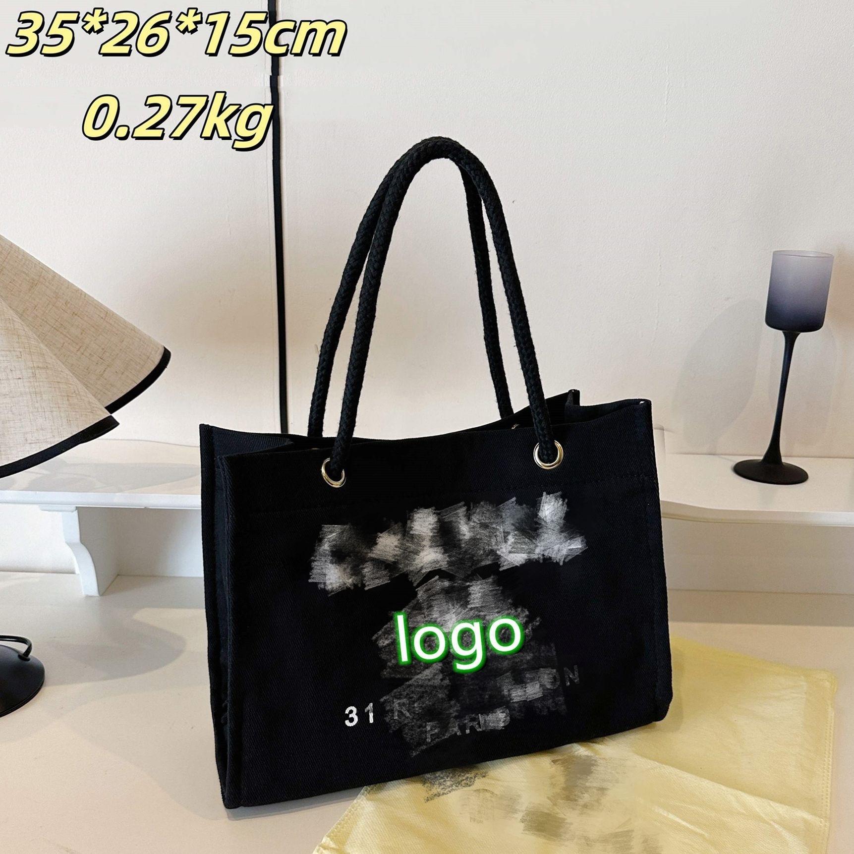 Cross-Border Large-Capacity Canvas Tote Bag, Commuter Bag, Shopping Bag, Letter-Decorated Crossbody Small Chanel-Style Canvas Bag