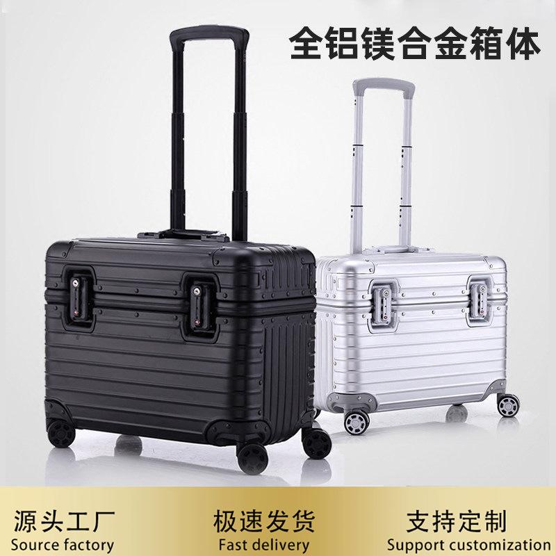 All-aluminum magnesium alloy photography trolley case with flip cover 18 inch camera case metal captain case male boarding luggage case female