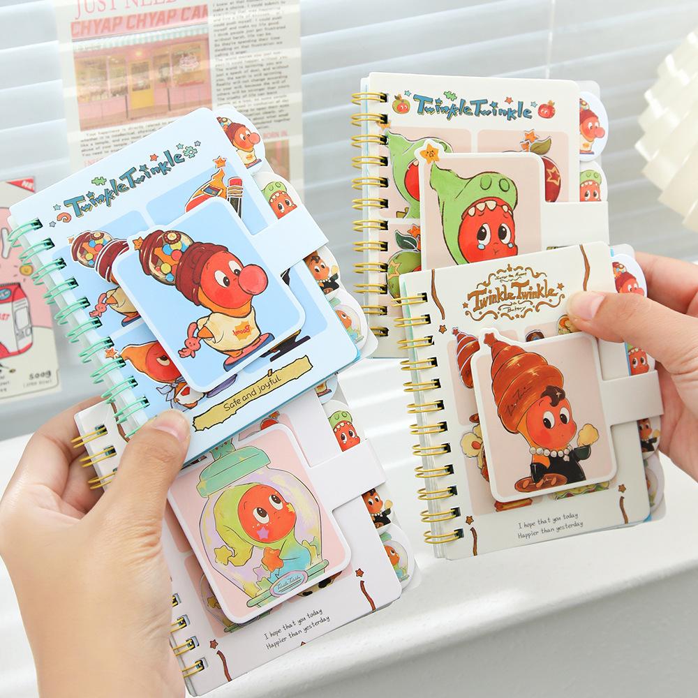 Star People A7 Coil Notebook Cute Magic Sticker Diary Student Portable Double-Sided Lined Notebook Stationery Supplies