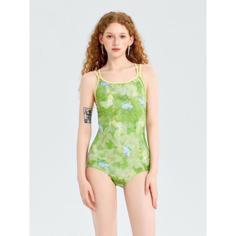 2026 New Model Moriye High-End Printed One-Piece Swimsuit for Women, Fashionable Slimming Racing Swimsuit, Fresh and Stylish