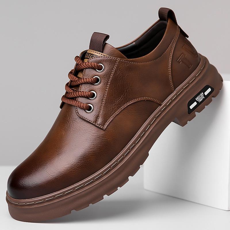 New Style Men's Leather Shoes, British Style Retro Workwear, Breathable, Casual, Versatile, Business Formal Leather Shoes for Dad