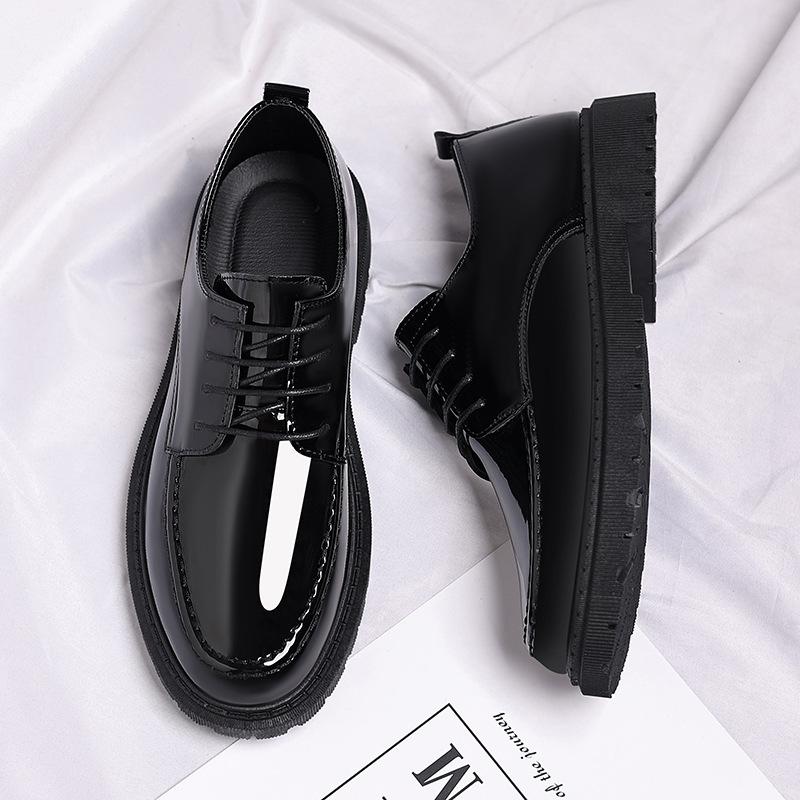 2025 New Cross-Border Mirror Men's Shoes Business Casual British Leather Shoes Men's Loafers Invisible Suit Height Increasing Shoes