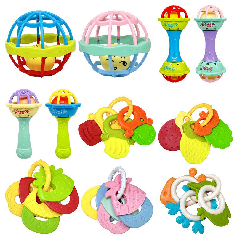Hand Rattle Newborn Baby Toy 0-3-12 Months Sand Hammer Soft Rubber Hand Grab Ball Manhattan Ball Tooth Gum Rattle
