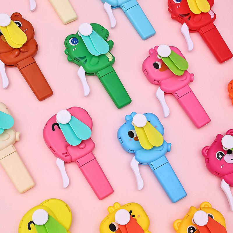 Mini Handheld Fan Animal Dinosaur Bear Cute Children's Toy Gift Wholesale Fan Cartoon Hand Press Fan