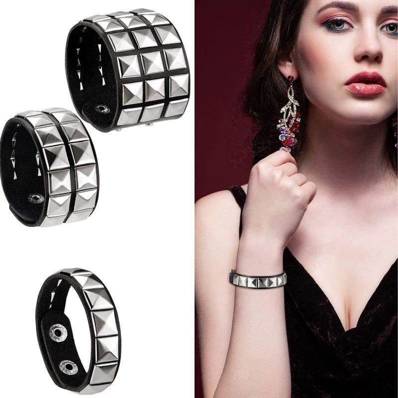 European and American new punk single row Square Nail Men's bracelet personality rivet fashion casual bracelet jewelry jewelry