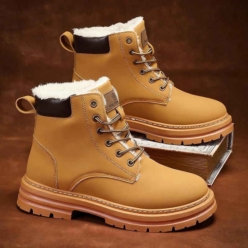 Men's Snow Boots Foreign Trade Cross-border plus size Men's Shoes Winter fleece-lined Warm Cotton Shoes Rhubarb Boots Thick Sole Heightening Shoes