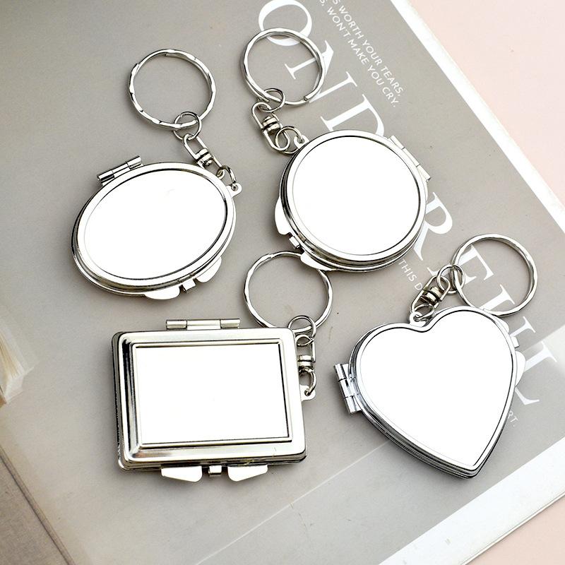 Keychain Small Mirror DIY Double-Sided Mirror Gift Wholesale Creative Pendant Metal Portable Key Ring